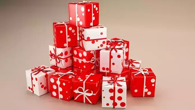 New Year Presents and Gift Boxes v2 Low-poly 3D model