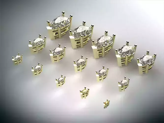 Head - bezel  Pear 2 stone 15 part S00005 3D print model