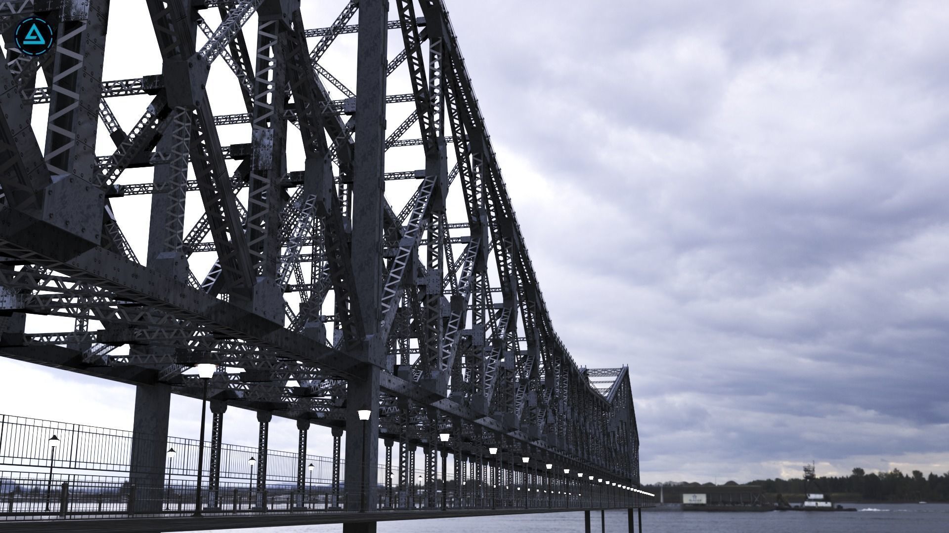 Low Poly Suspension Type Balanced Cantilever Bridge 3D model_5