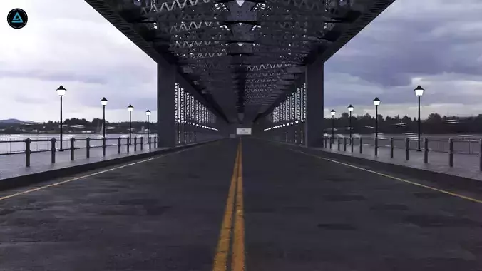 Low Poly Suspension Type Balanced Cantilever Bridge 3D model