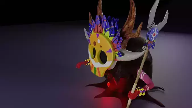 Shaman demon with horns and spear