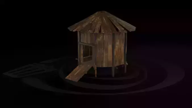 AAA Wooden Enterable Medieval Primal Thatched Cottage Hut 05 R Low-poly 3D model