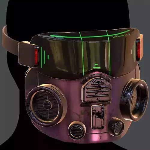Gas mask helmet 3d model scifi Low-poly 