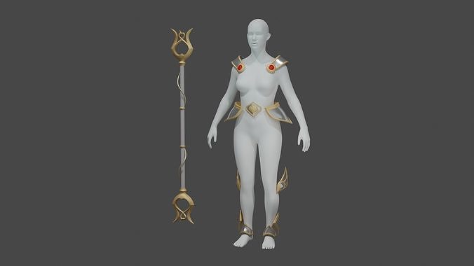 lux wild rift cosplay armor staff 3D print model