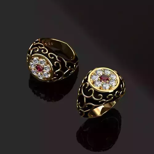 Rings two gold with diamonds and rubies