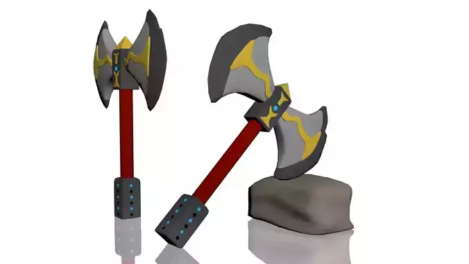 Low Poly Ax pair of axes