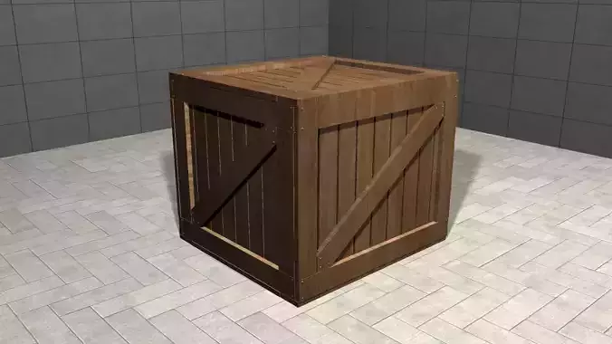 Wooden Box Low-poly 3D model