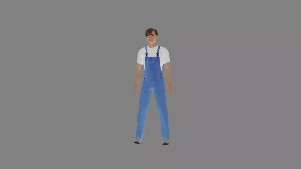 3D model man in overalls Free 3D model