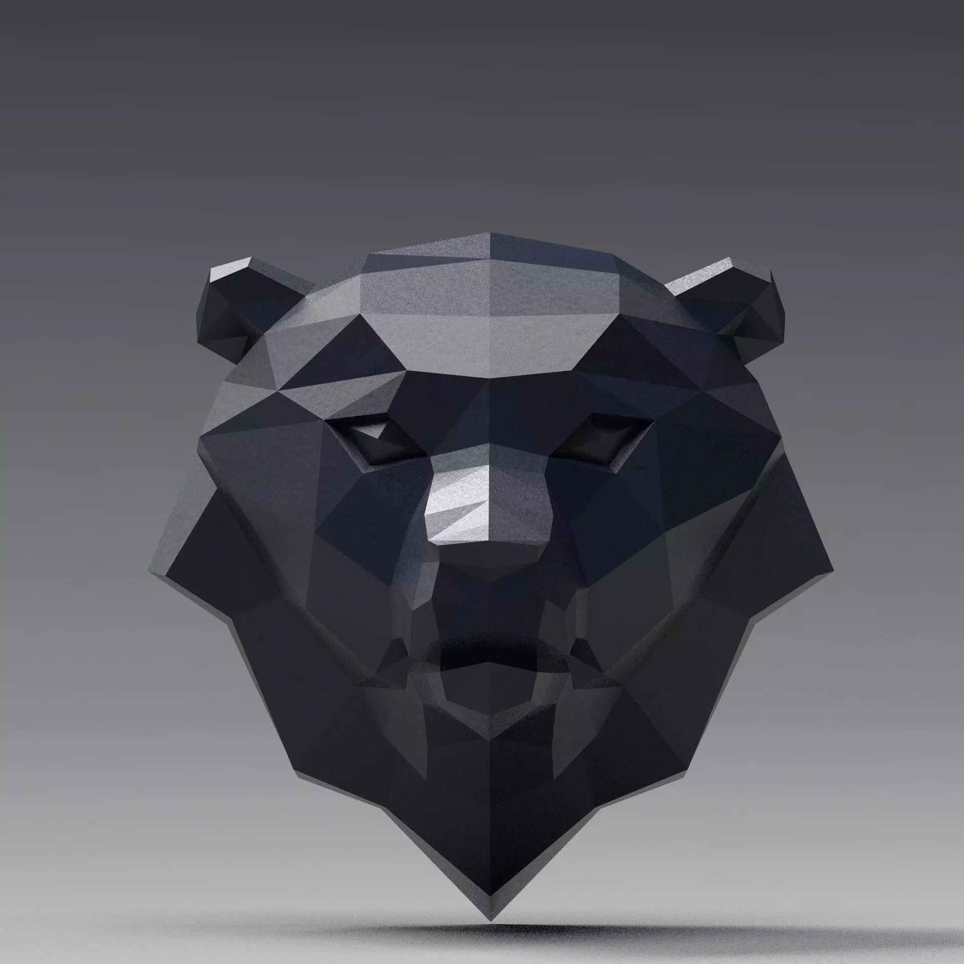 3D Printable polygonal bear head model 3D print model