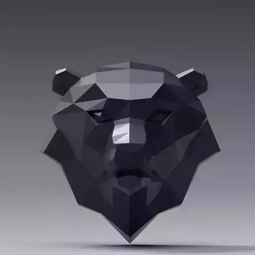 3D Printable polygonal bear head model