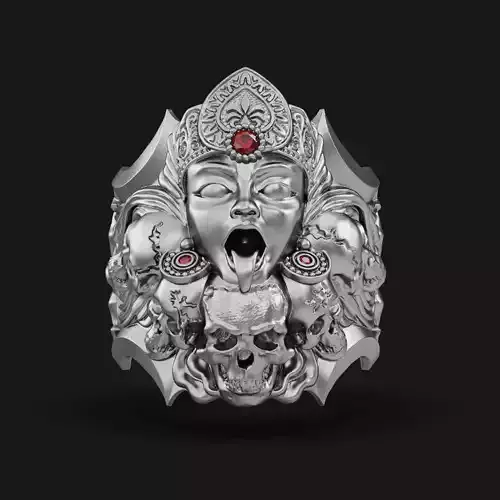 Kali goddess ring with skulls 