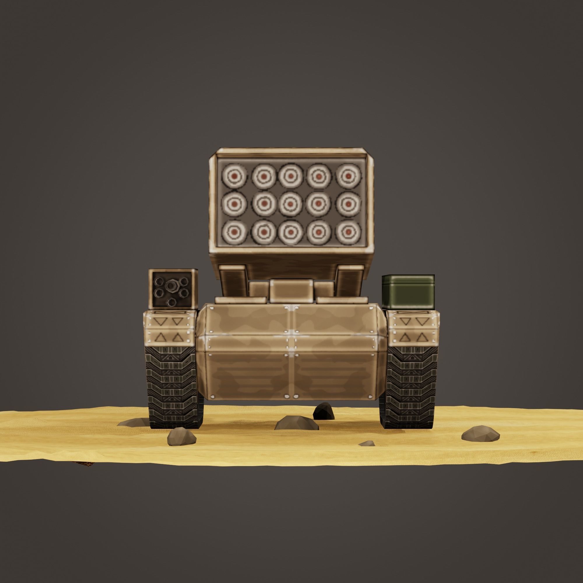 stylized multiple rocket launcher Low-poly 3D model_2