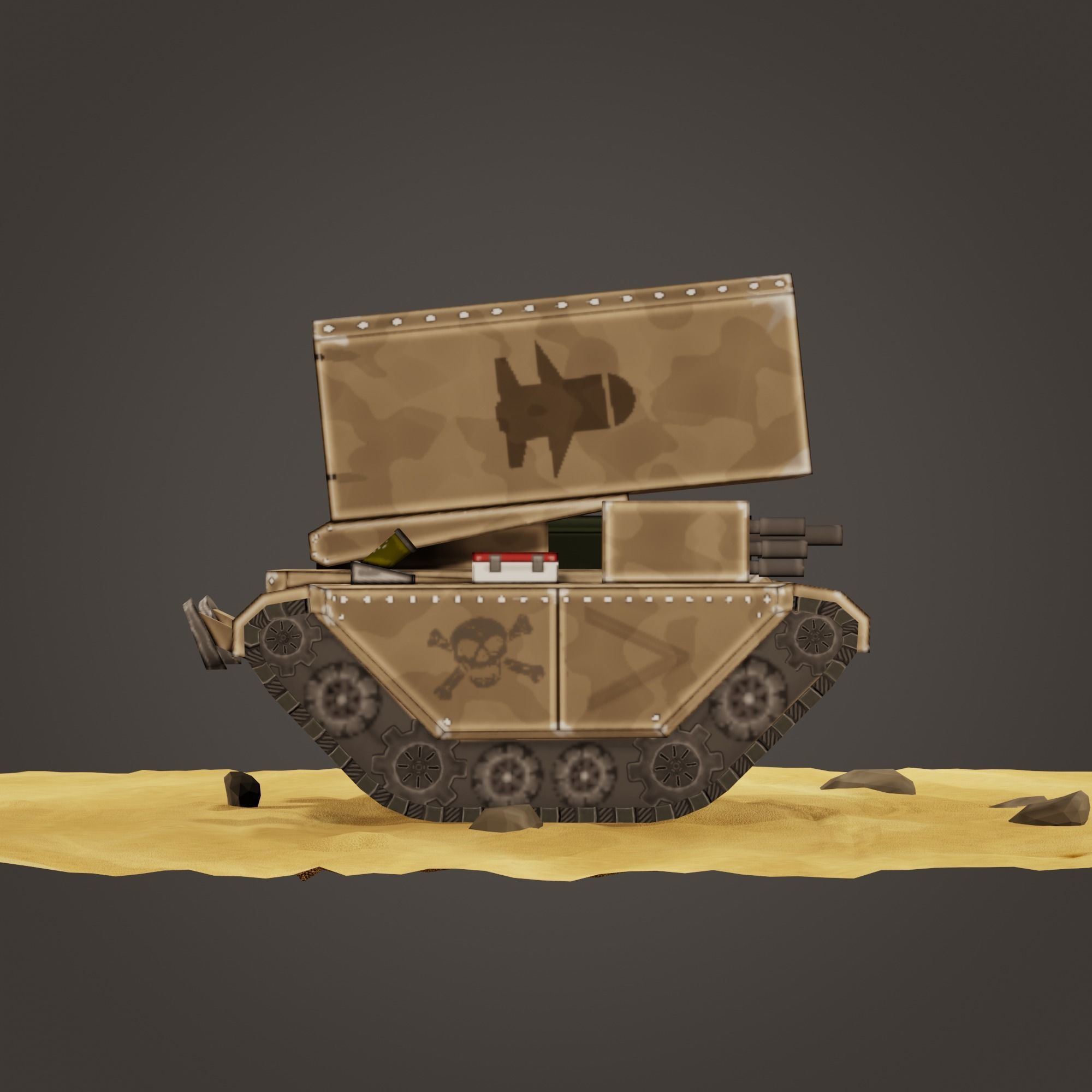 stylized multiple rocket launcher Low-poly 3D model_5