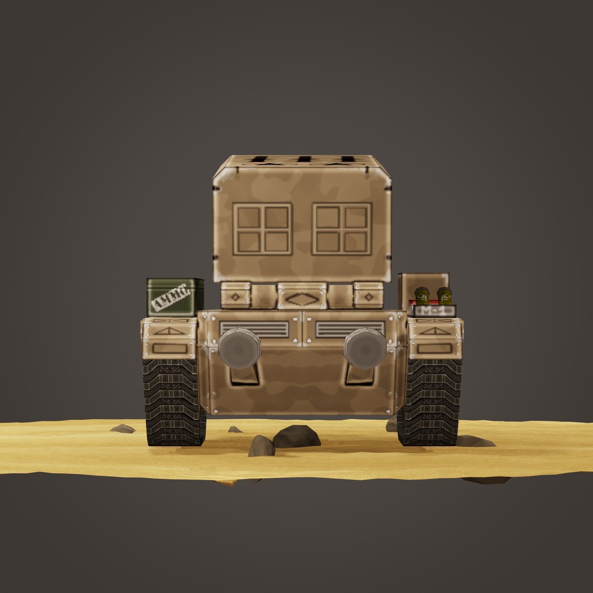 stylized multiple rocket launcher Low-poly 3D model_1