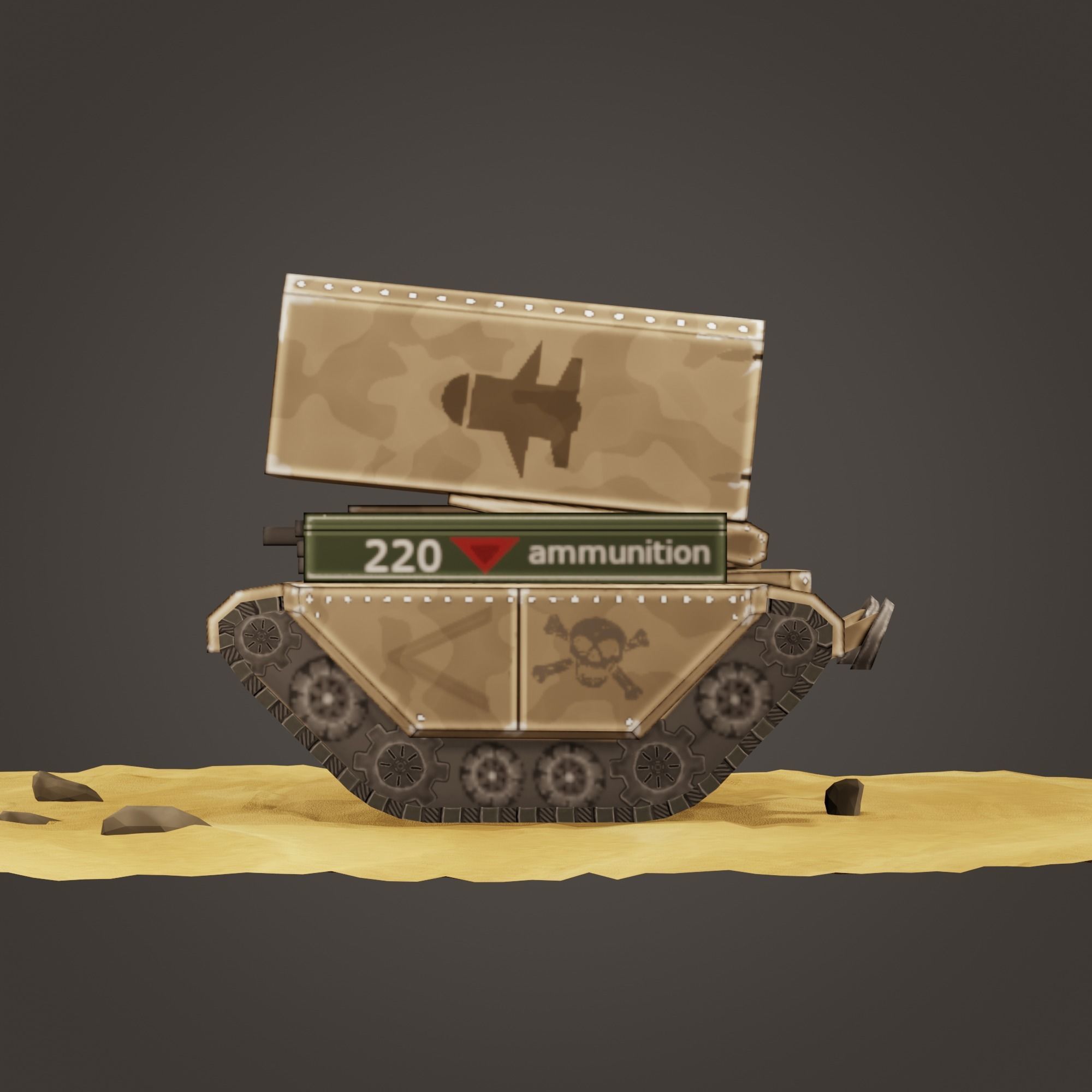 stylized multiple rocket launcher Low-poly 3D model_3