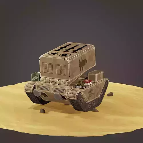 stylized multiple rocket launcher Low-poly 3D model