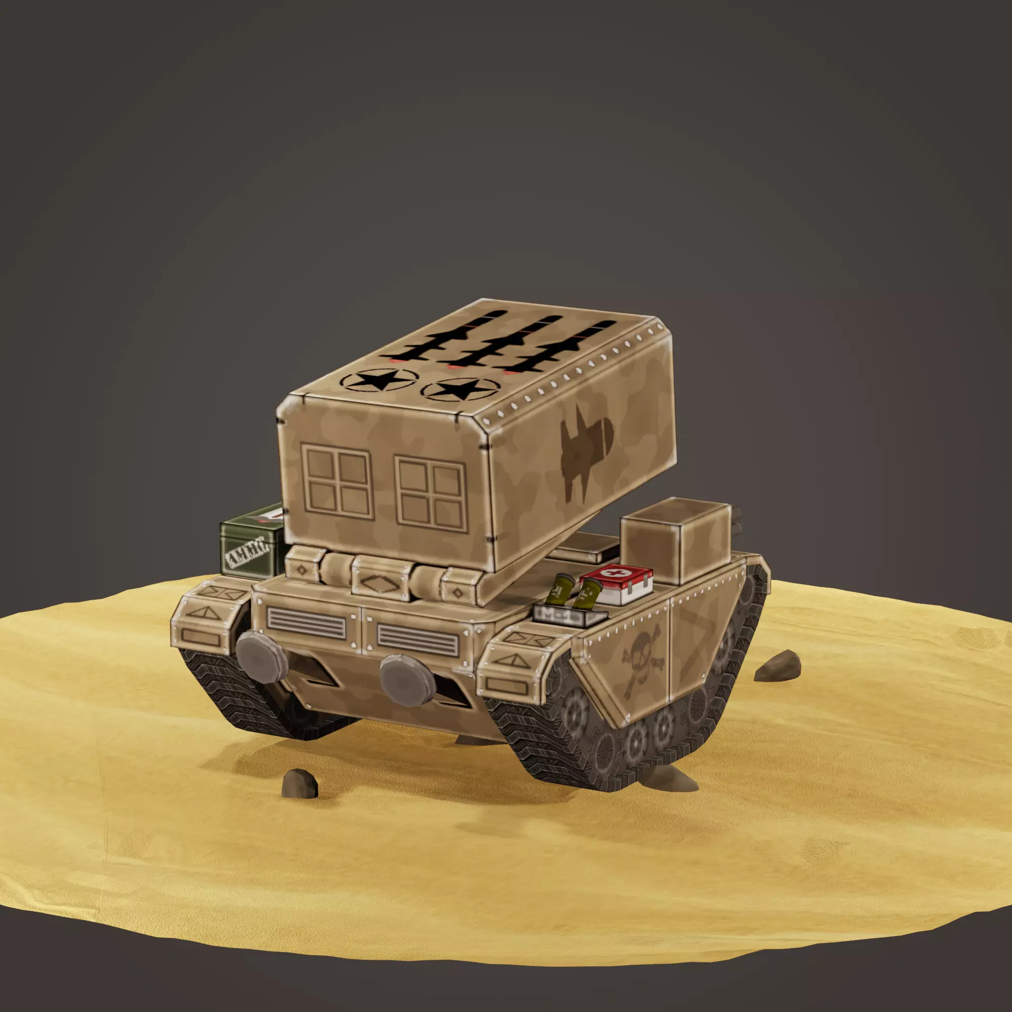 stylized multiple rocket launcher Low-poly 3D model_0
