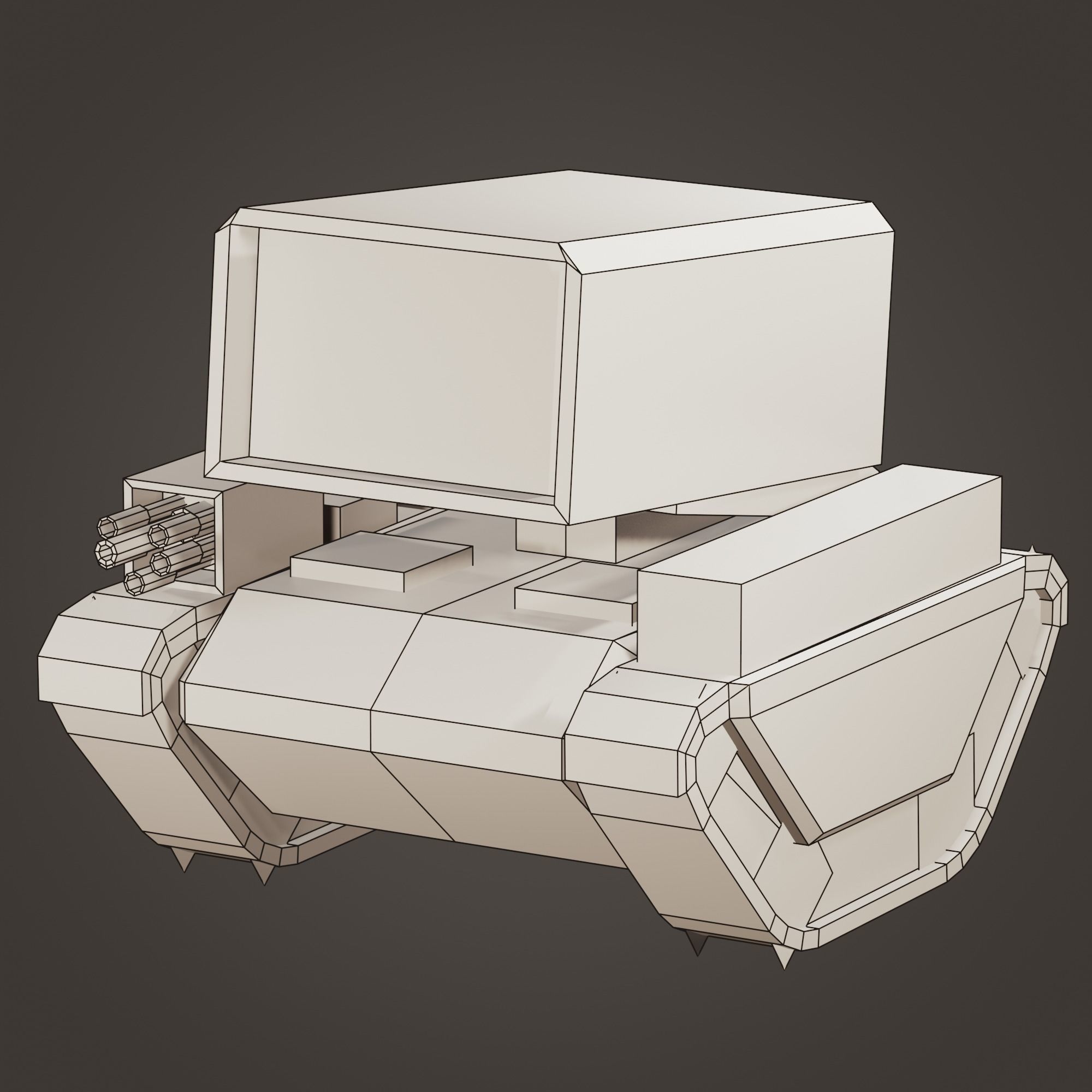 stylized multiple rocket launcher Low-poly 3D model_8