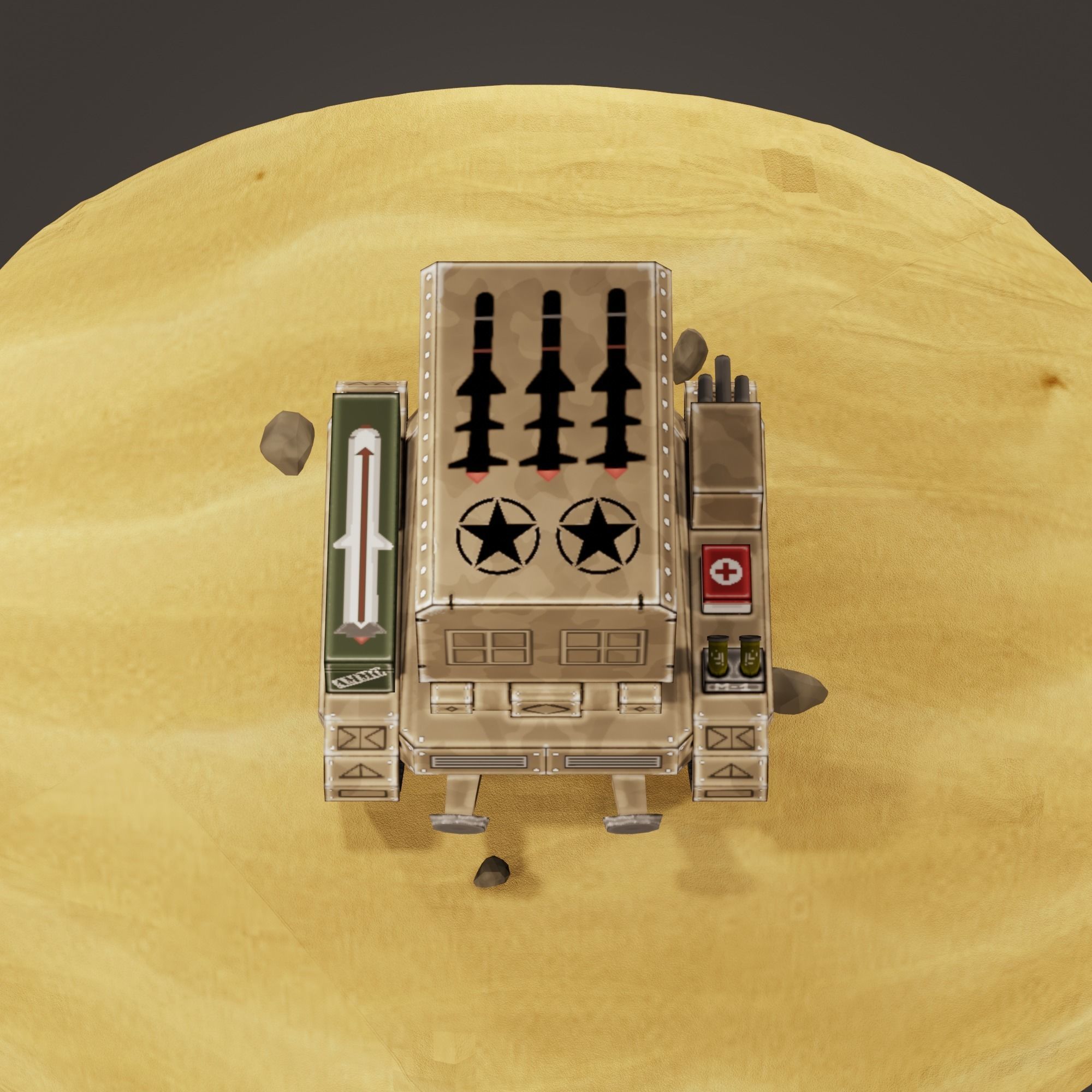 stylized multiple rocket launcher Low-poly 3D model_7