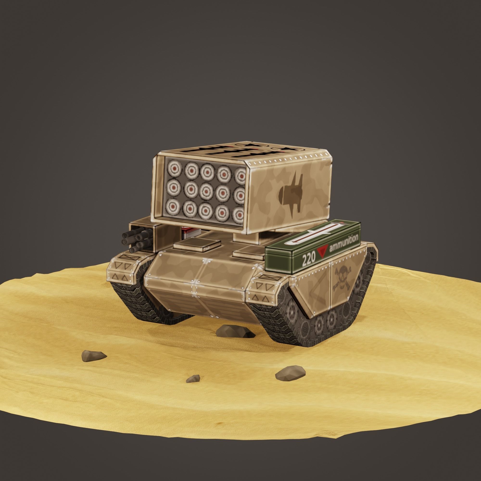 stylized multiple rocket launcher Low-poly 3D model_4