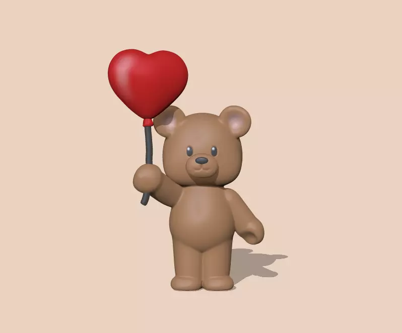A cute Heart Bear  - Valentines Day 3D print model_0