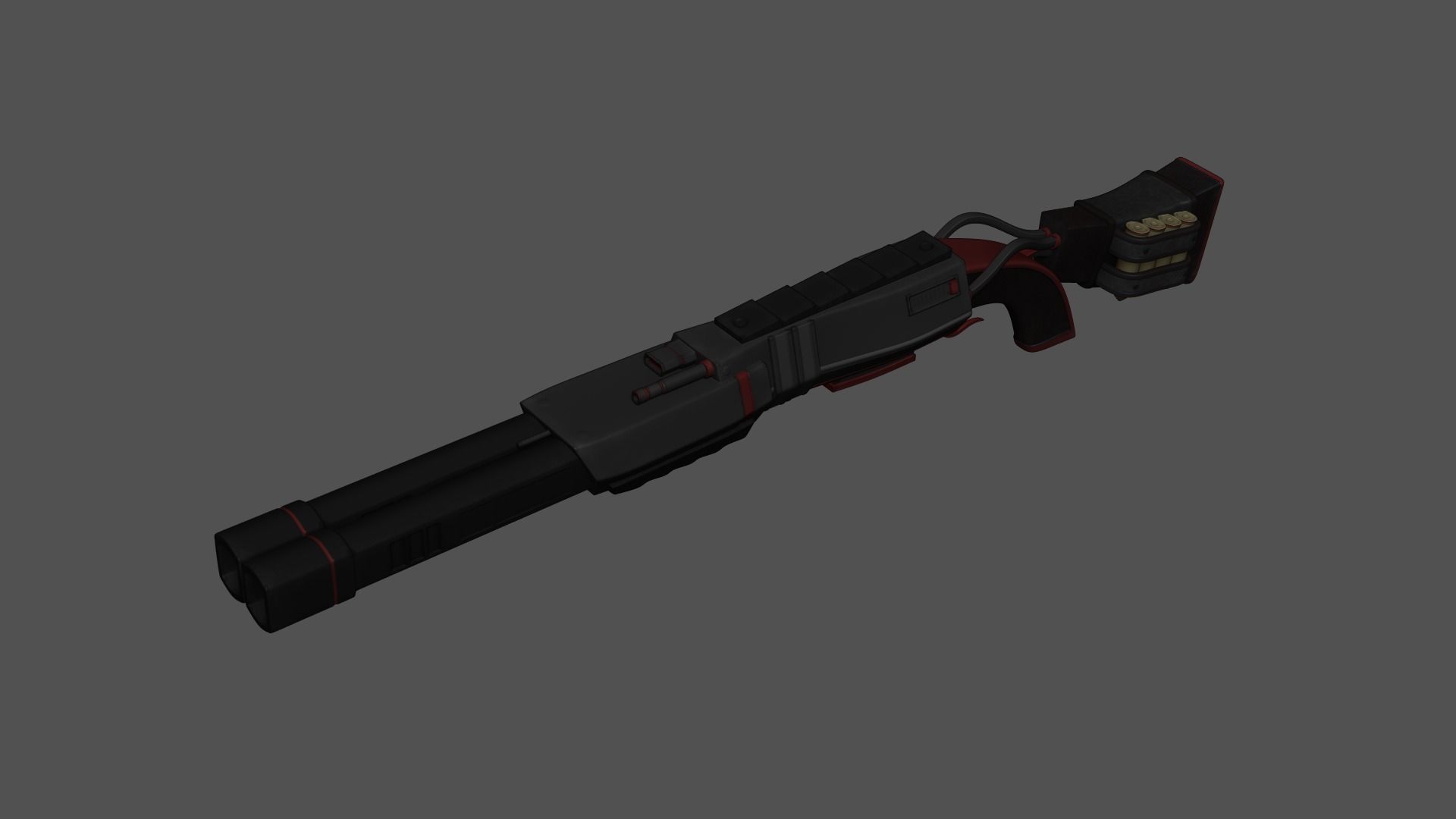 Sci-Fi Black Shotgun - Gun - Weaponry Low-poly 3D model_2