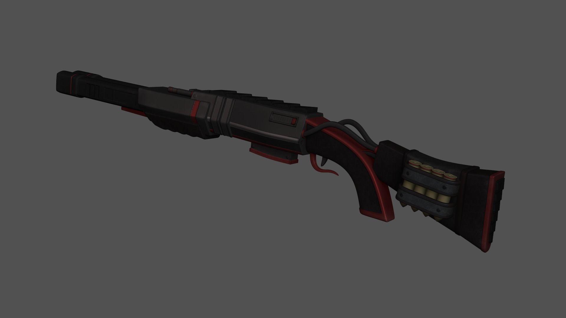 Sci-Fi Black Shotgun - Gun - Weaponry Low-poly 3D model_11