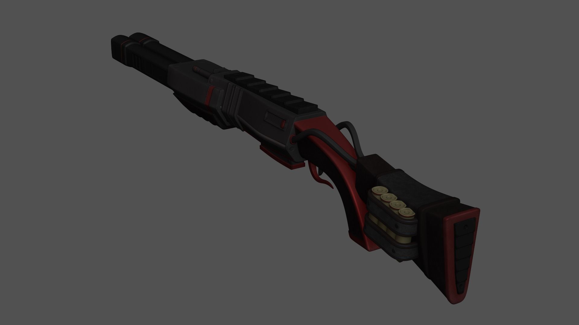 Sci-Fi Black Shotgun - Gun - Weaponry Low-poly 3D model_3