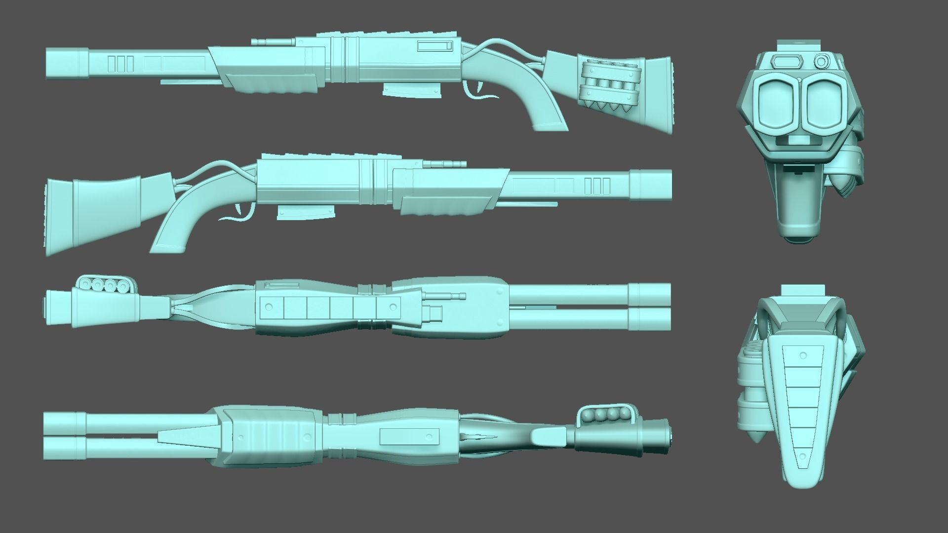 Sci-Fi Black Shotgun - Gun - Weaponry Low-poly 3D model_5