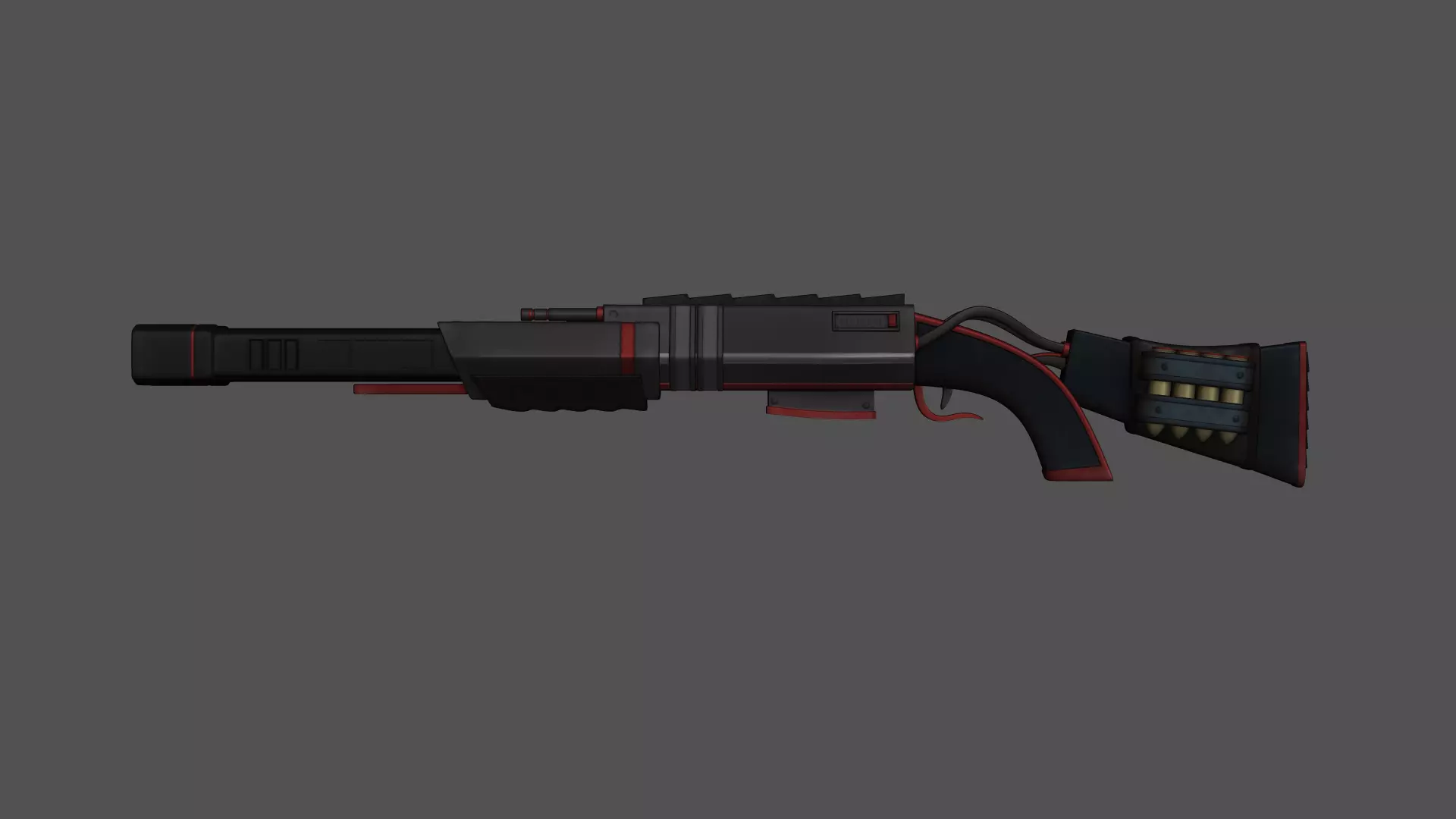 Sci-Fi Black Shotgun - Gun - Weaponry Low-poly 3D model_0
