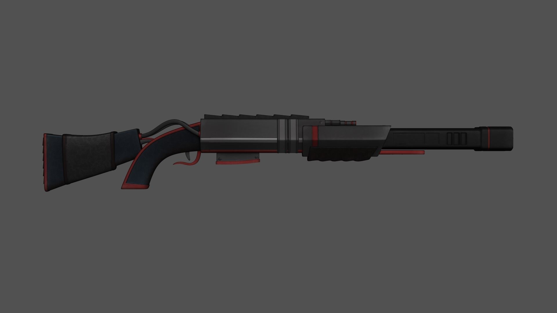 Sci-Fi Black Shotgun - Gun - Weaponry Low-poly 3D model_7