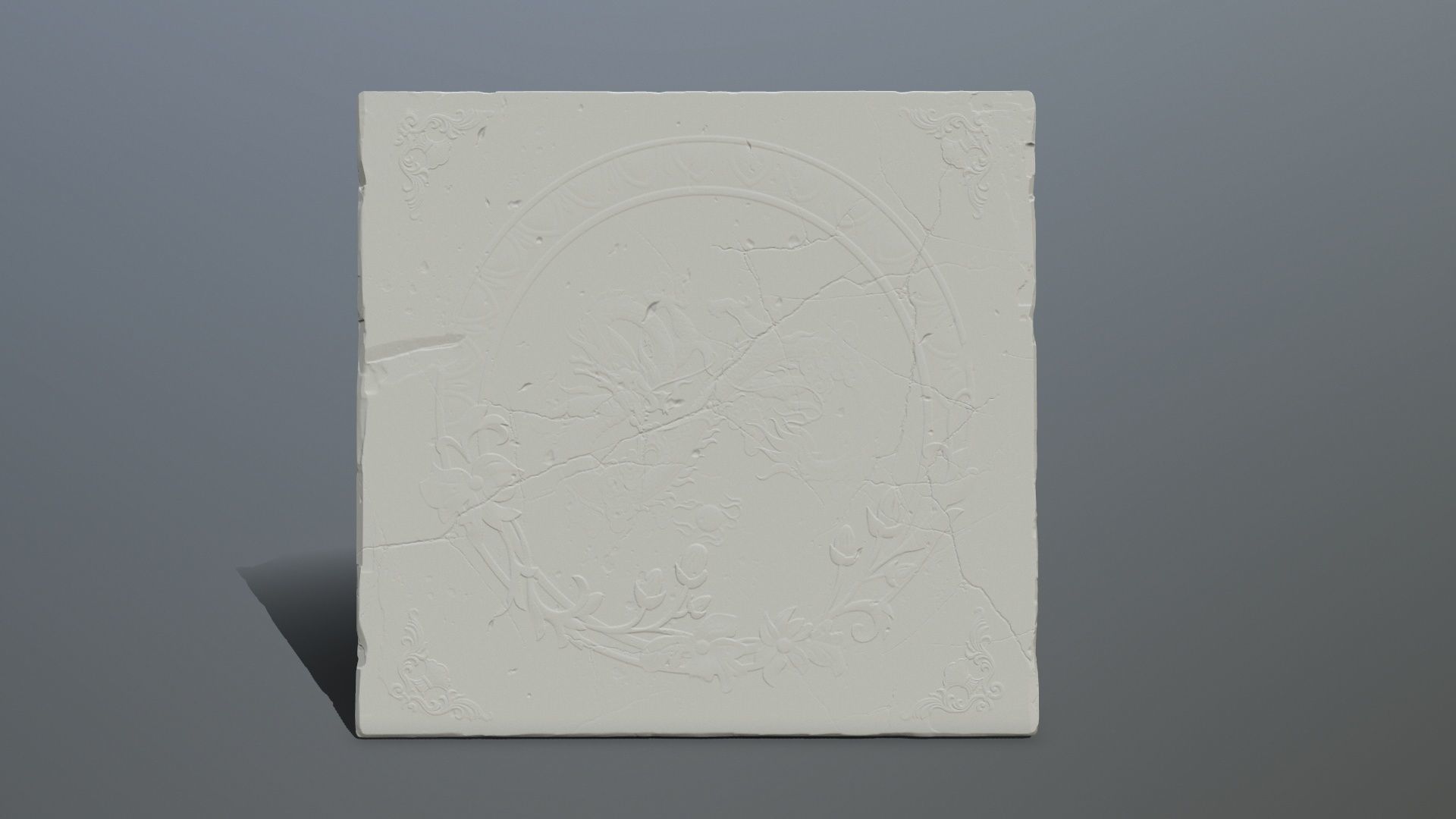 base 3 stone bench with two lions 3D print model_8