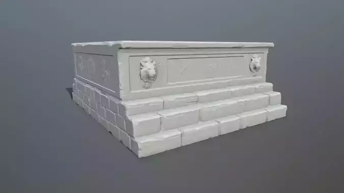 base 3 stone bench with two lions