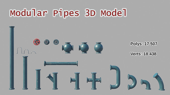 Modular Pipes 3D Model Free low-poly 3D model