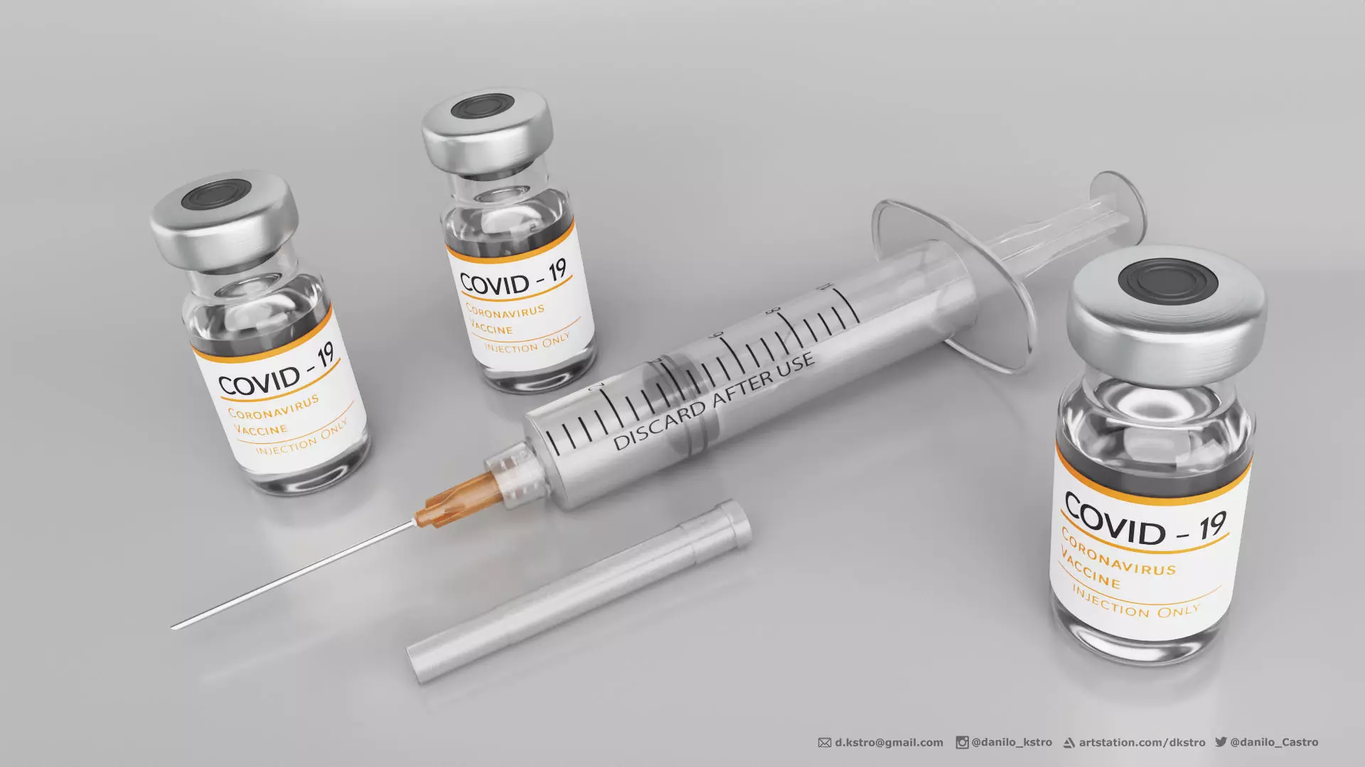 Syringe and Ampoule - 2k Textures 3D model_0