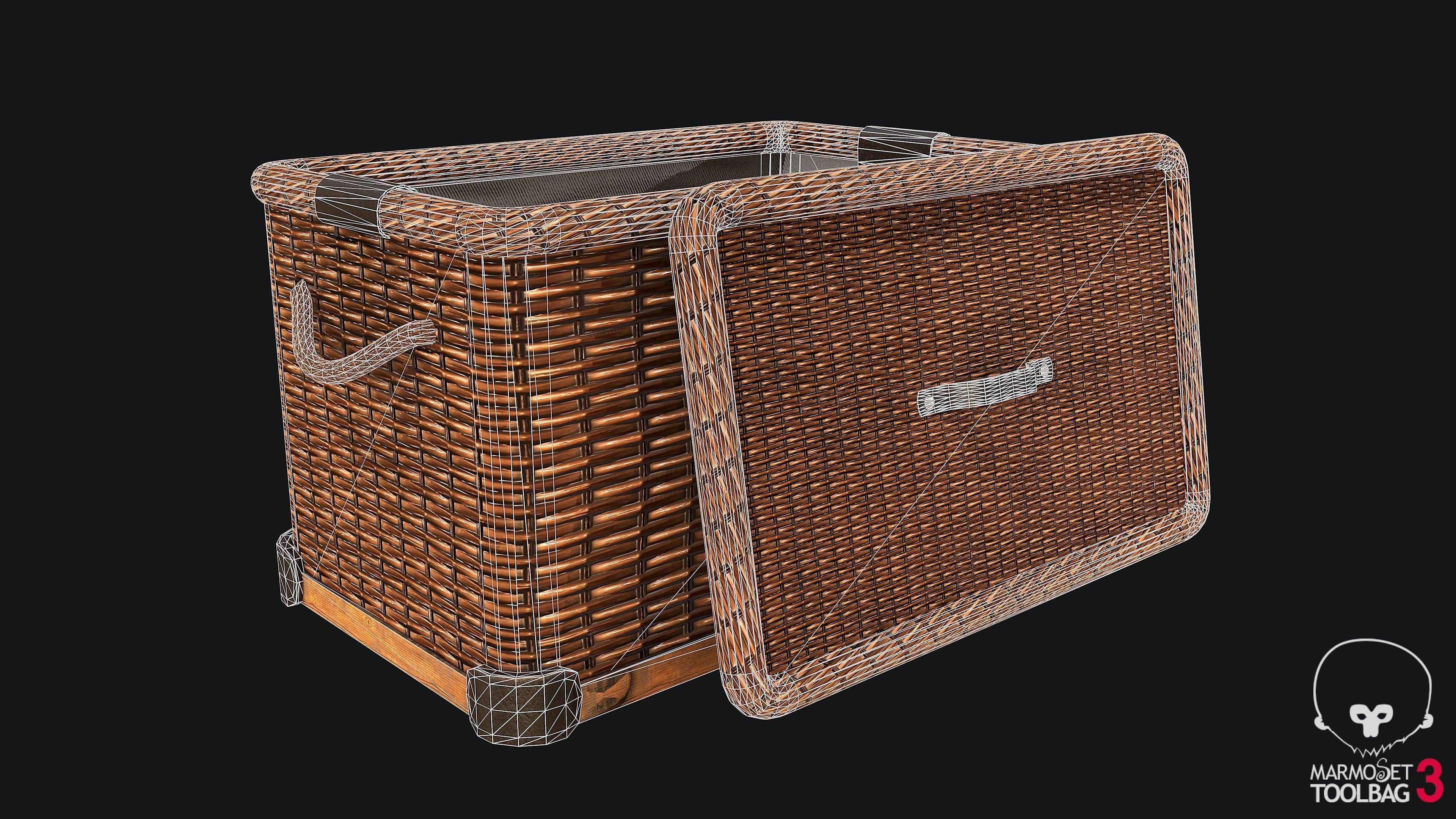 Wicker Basket PBR Low-poly 3D model_4