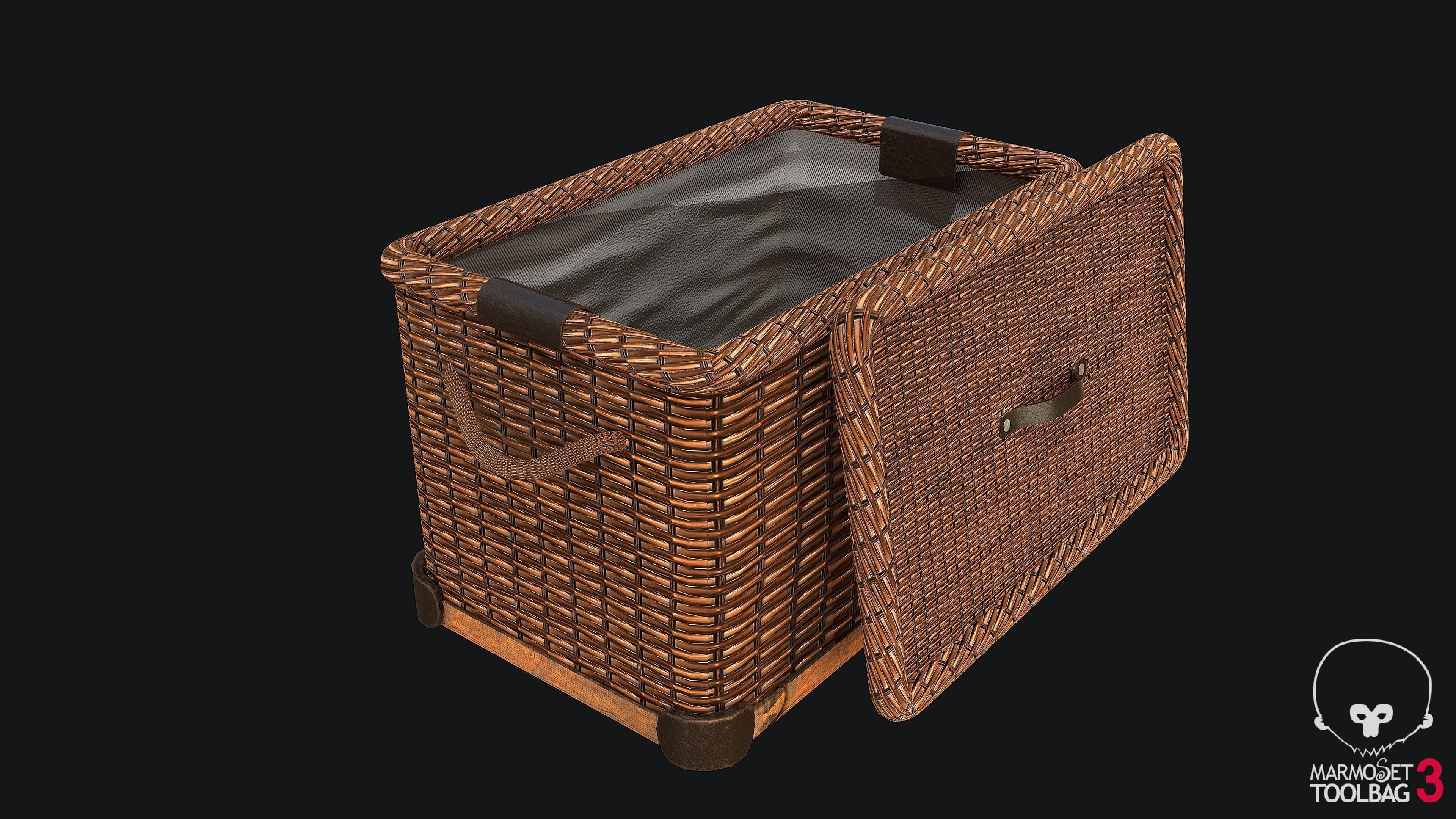 Wicker Basket PBR Low-poly 3D model_2