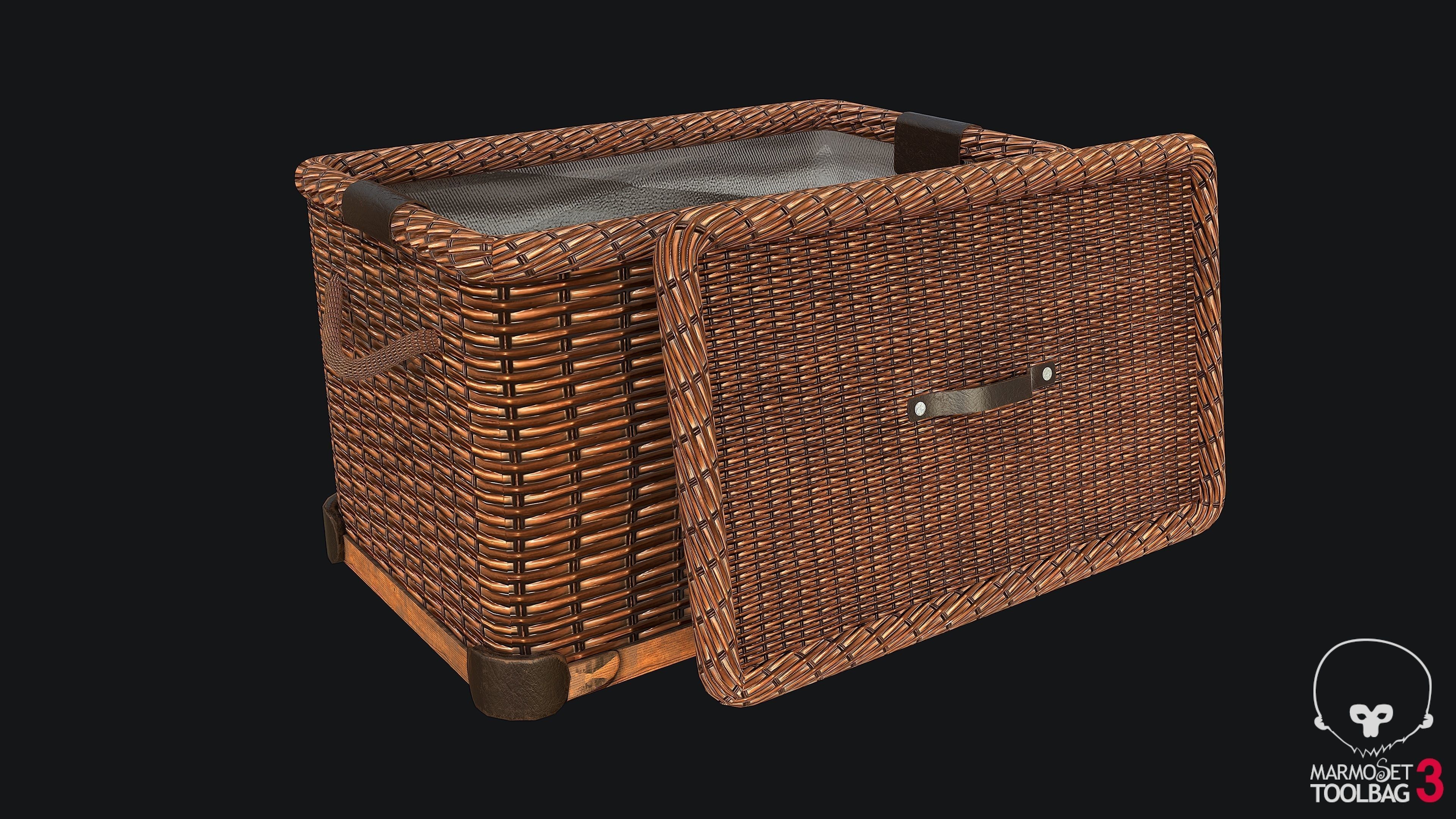 Wicker Basket PBR Low-poly 3D model_0