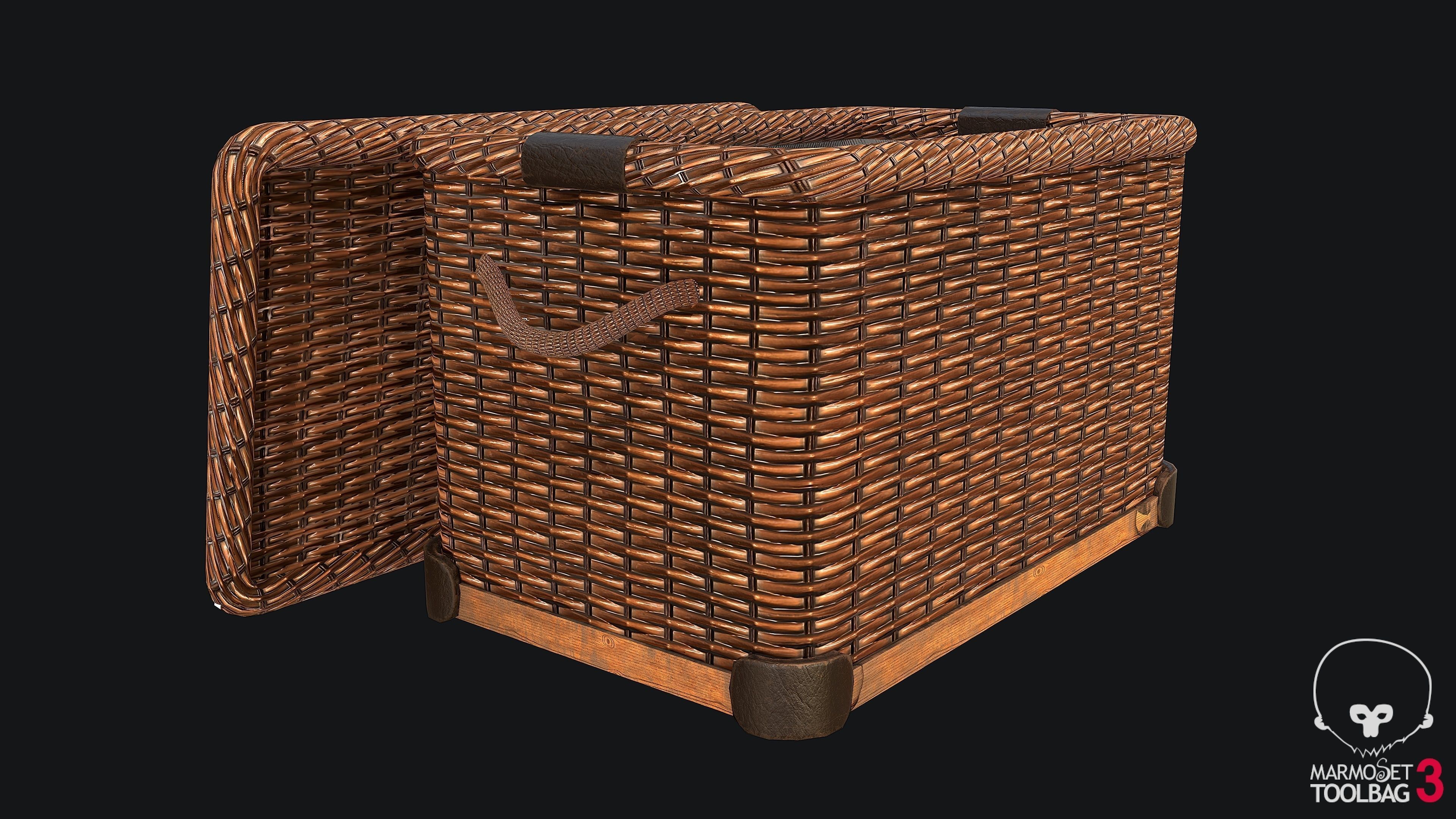 Wicker Basket PBR Low-poly 3D model_3