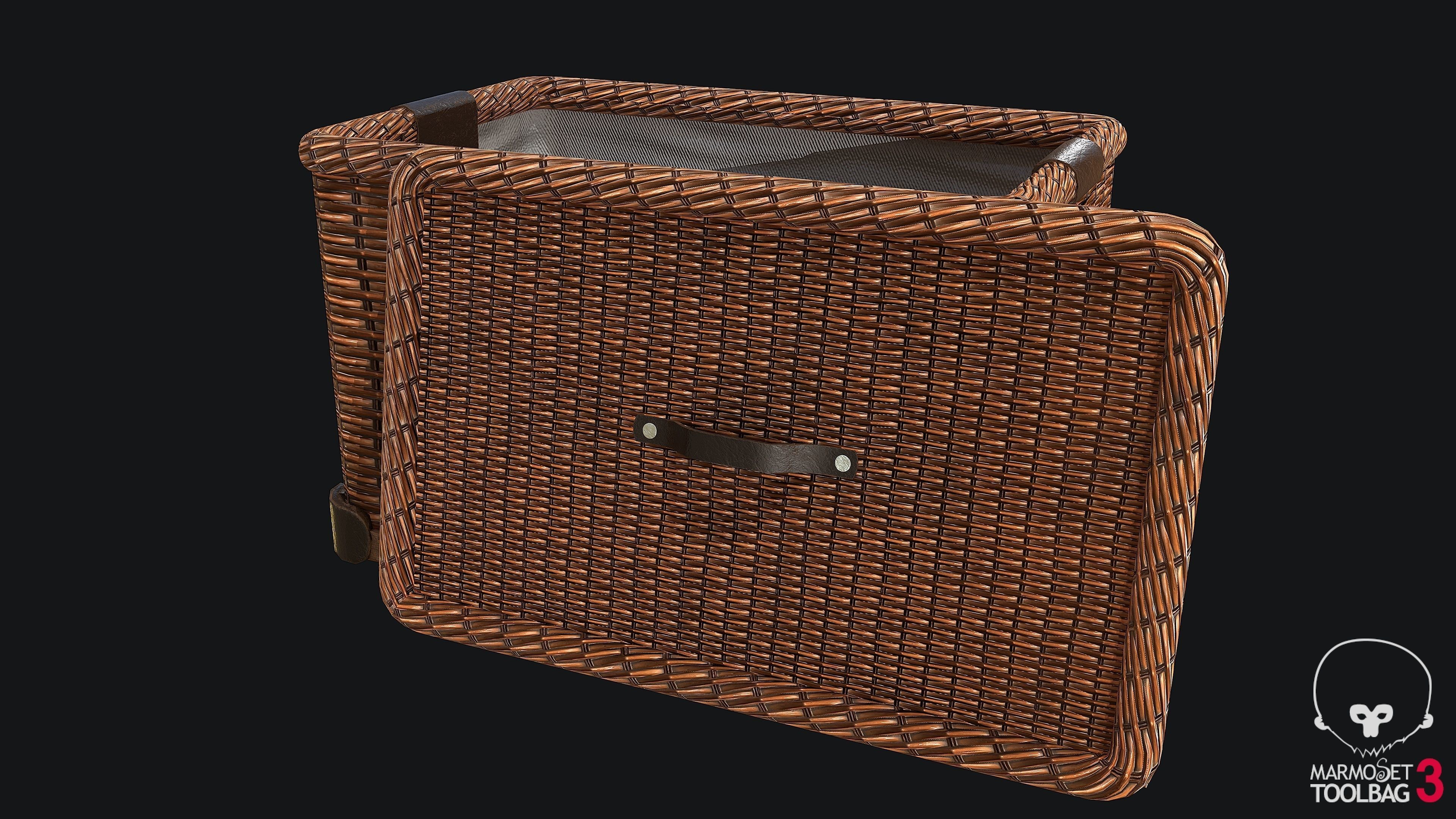 Wicker Basket PBR Low-poly 3D model_1