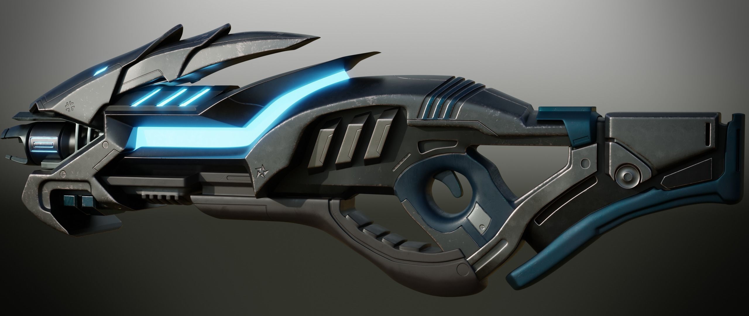 Futuristic Rifle Low-poly 3D model_2