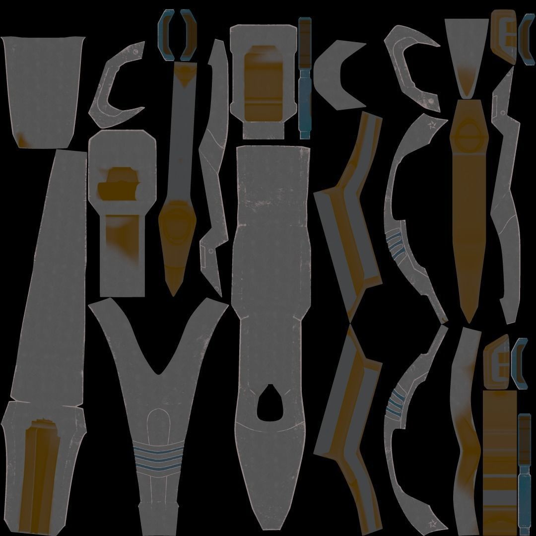 Futuristic Rifle Low-poly 3D model_17