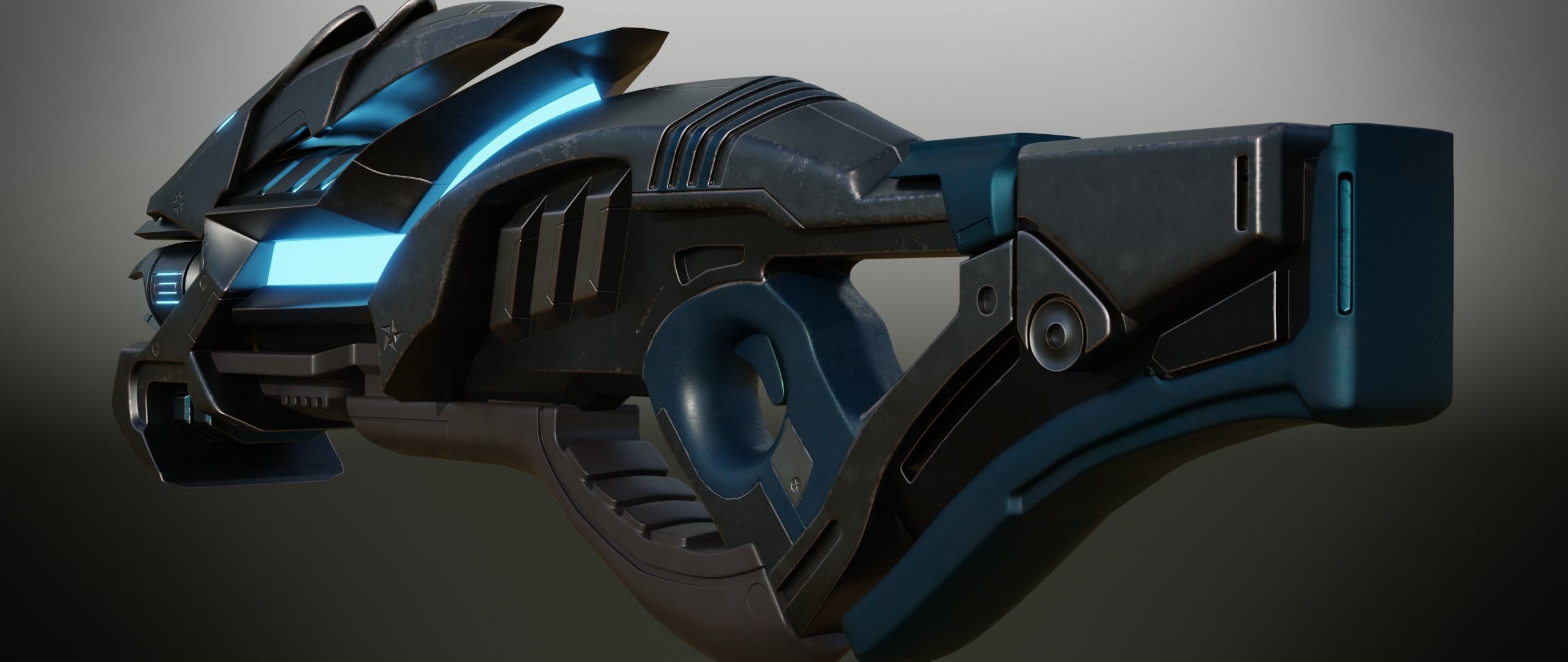 Futuristic Rifle Low-poly 3D model_5