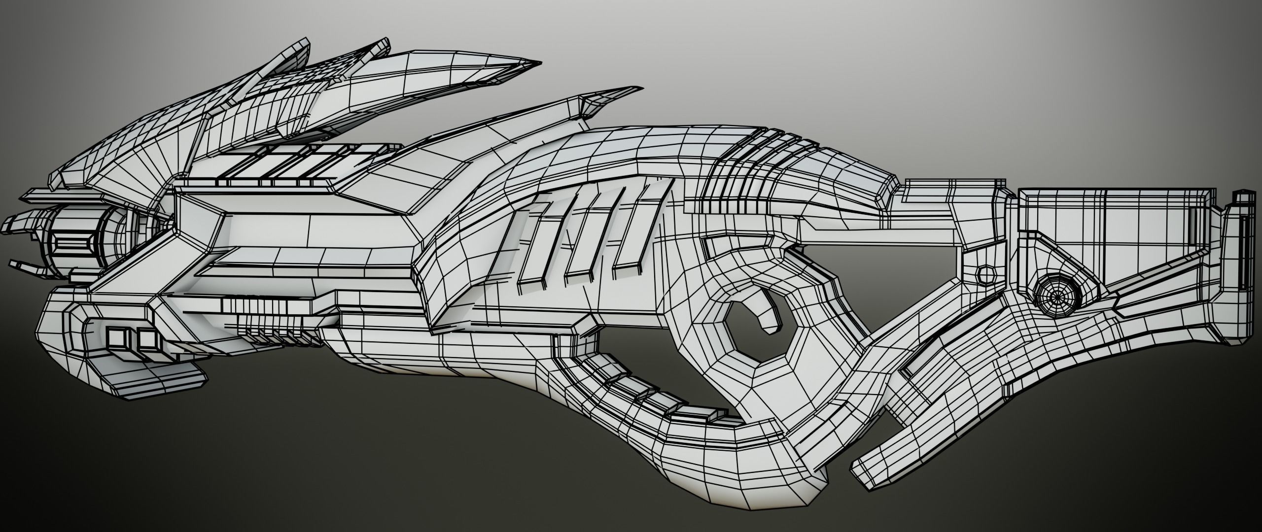 Futuristic Rifle Low-poly 3D model_10