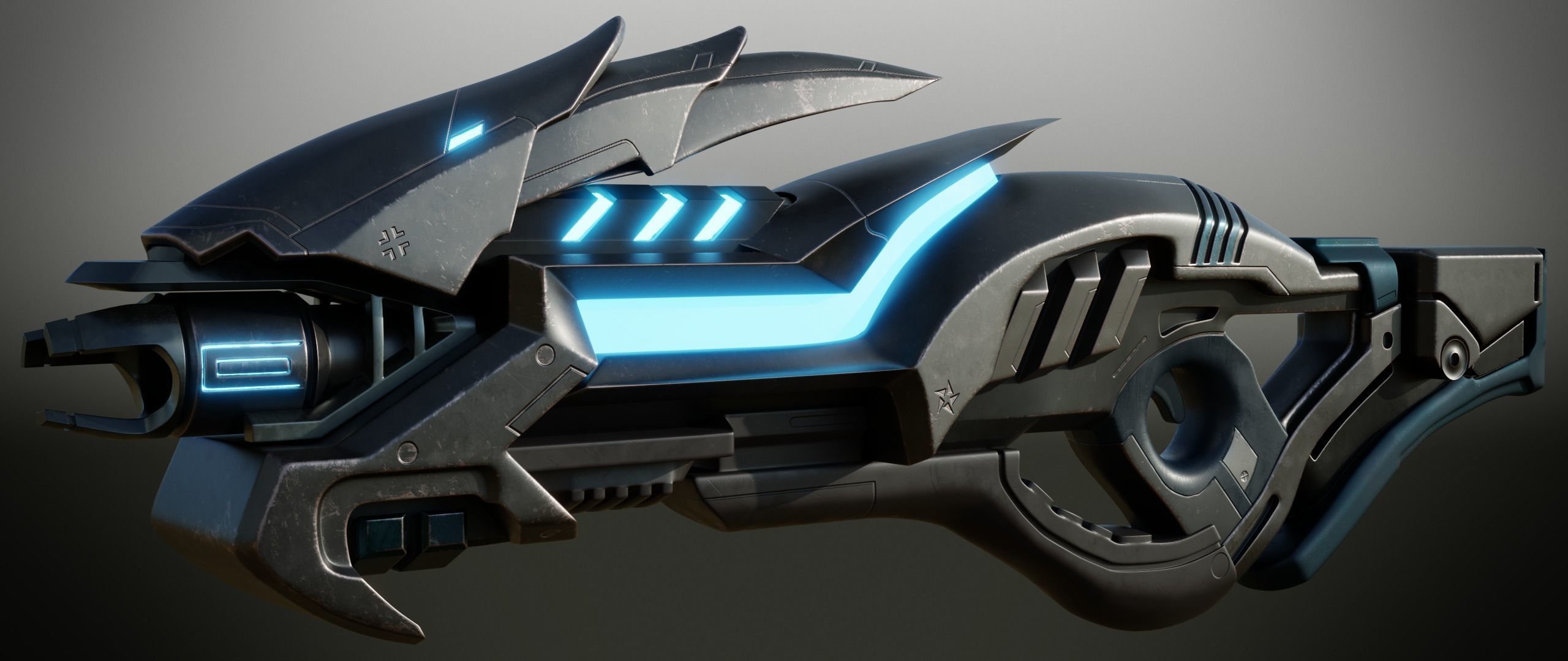 Futuristic Rifle Low-poly 3D model_1