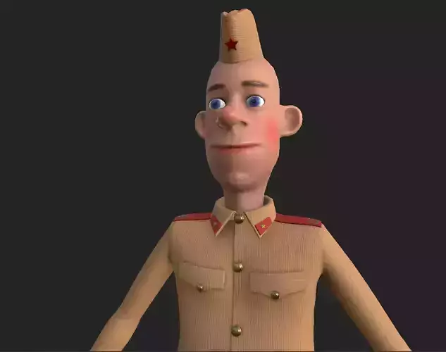 Soldier USSR cartoon Free low-poly 3D model