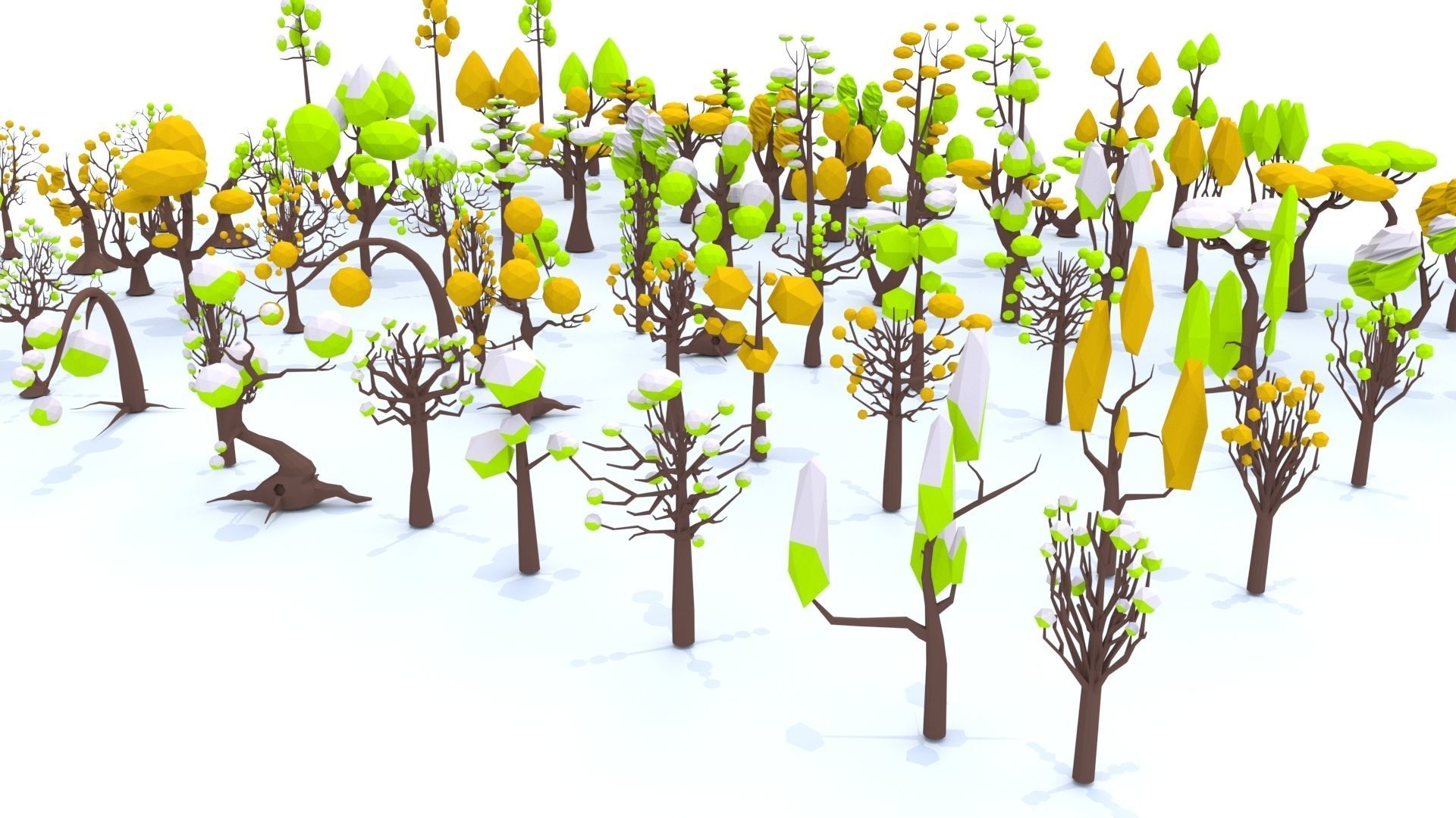 Trees Pack - 03 Low-poly 3D model_1