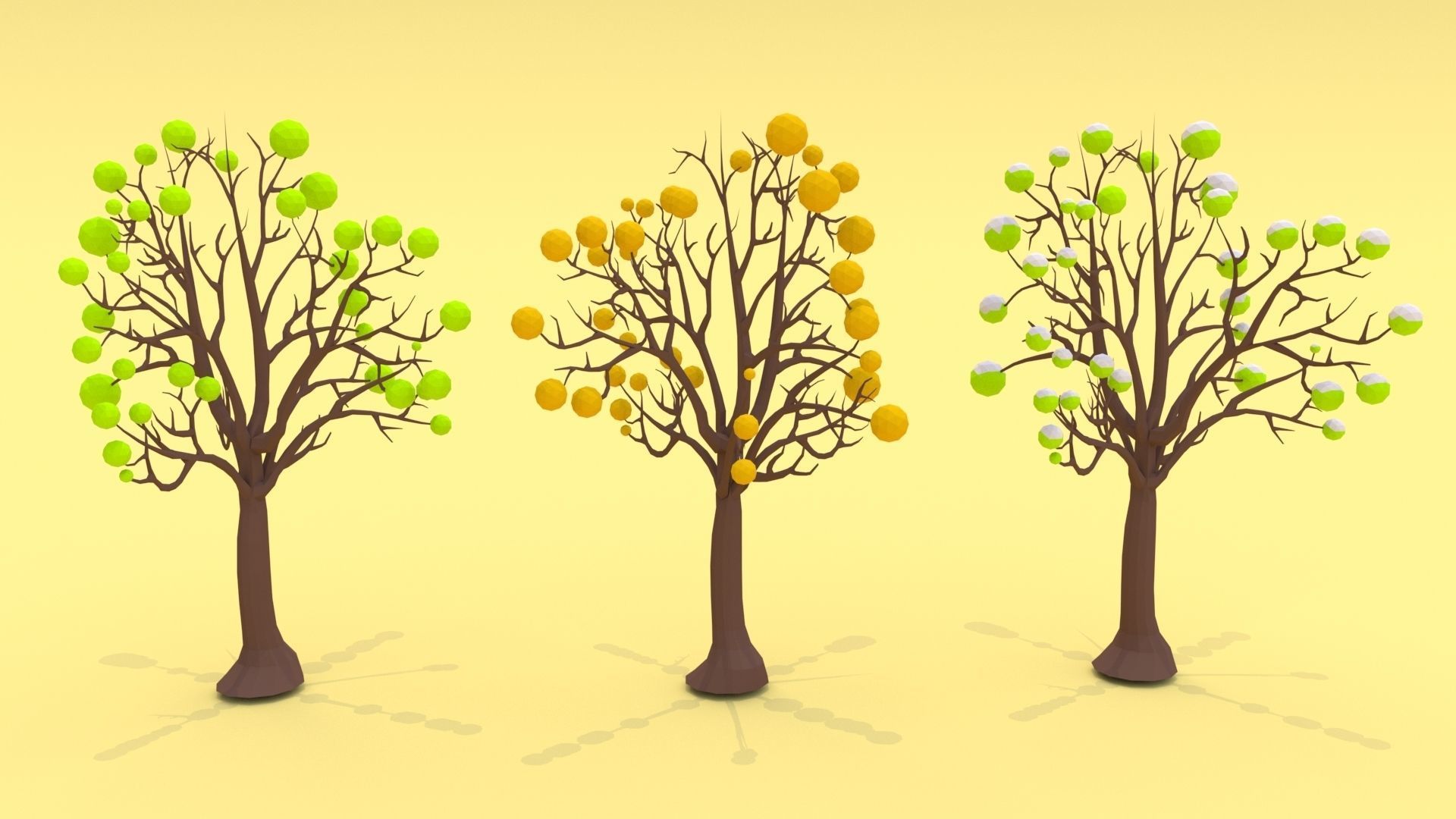Trees Pack - 03 Low-poly 3D model_3
