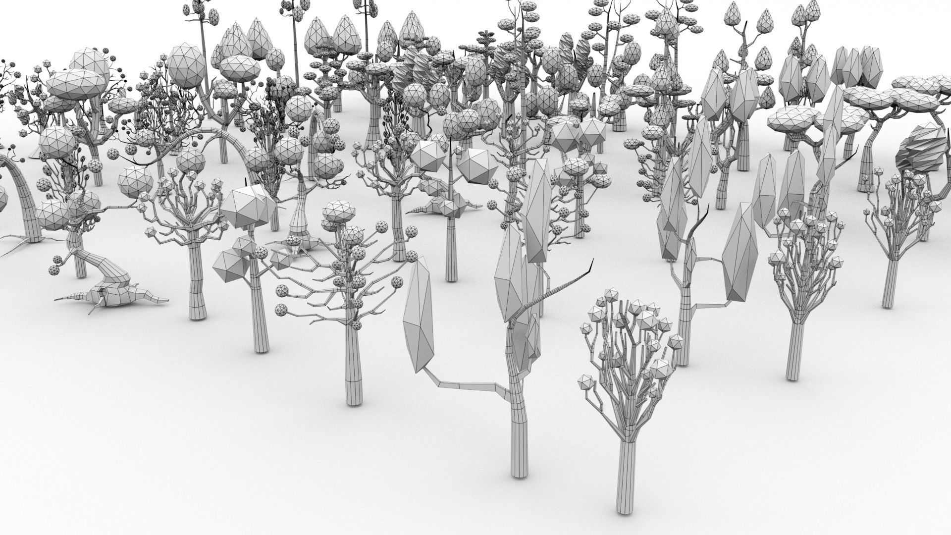 Trees Pack - 03 Low-poly 3D model_2