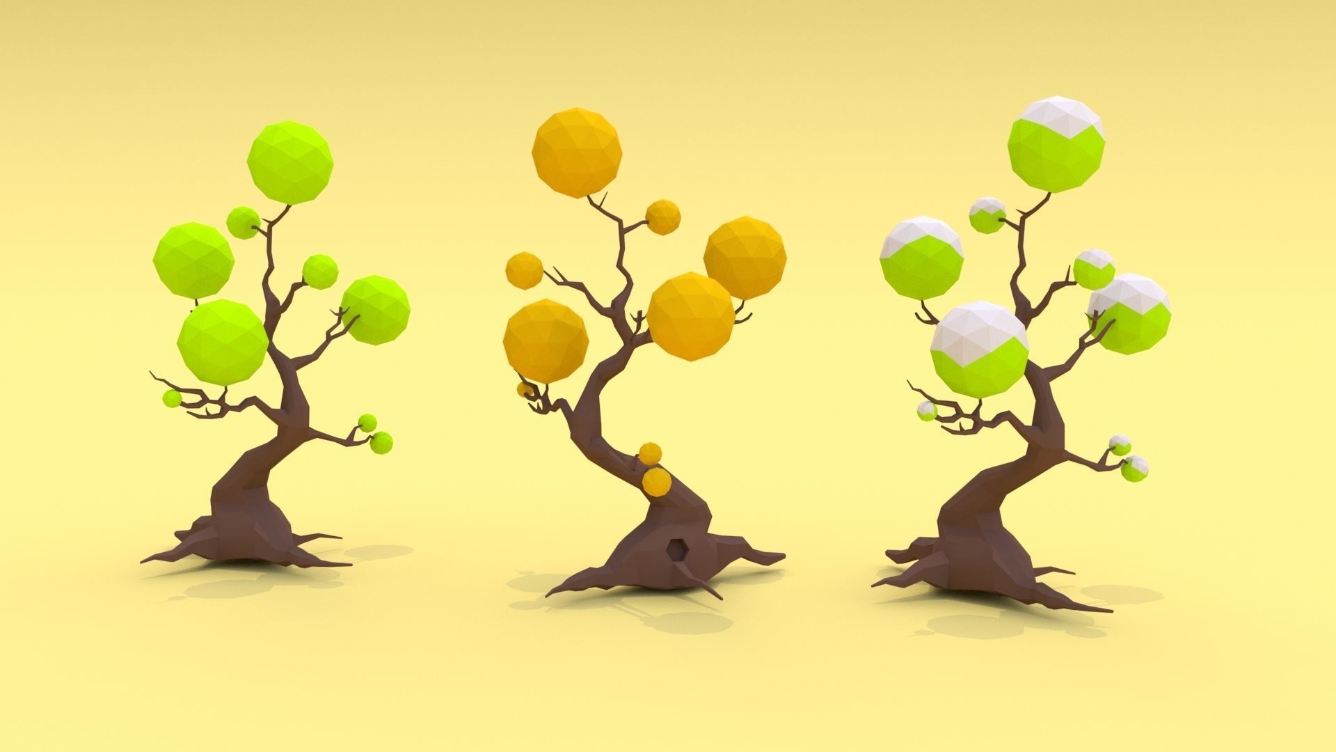 Trees Pack - 03 Low-poly 3D model_10